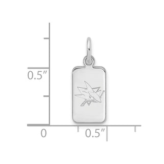 Sterling Silver Rhodium-plated NHL LogoArt San Jose Sharks Tag Pendant