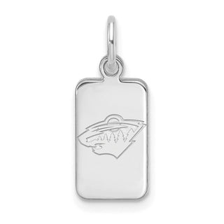 Sterling Silver Rhodium-plated NHL LogoArt Minnesota Wild Tag Pendant