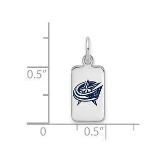 Sterling Silver Rhodium-plated NHL LogoArt Columbus Blue Jackets Enamel Tag Pendant
