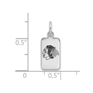 Sterling Silver Rhodium-plated NHL LogoArt Chicago Blackhawks Enamel Tag Pendant