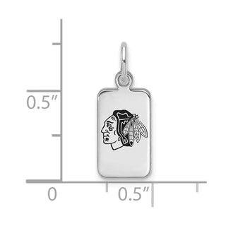 Sterling Silver Rhodium-plated NHL LogoArt Chicago Blackhawks Enamel Tag Pendant