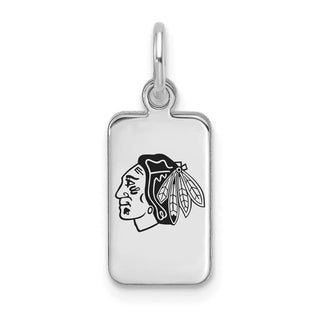 Sterling Silver Rhodium-plated NHL LogoArt Chicago Blackhawks Enamel Tag Pendant