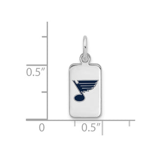 Sterling Silver Rhodium-plated NHL LogoArt St Louis Blues Enamel Tag Pendant