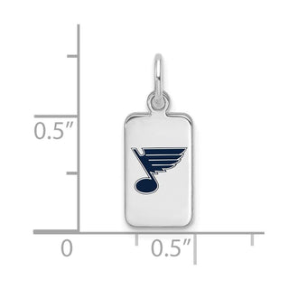 Sterling Silver Rhodium-plated NHL LogoArt St Louis Blues Enamel Tag Pendant