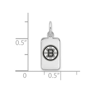 Sterling Silver Rhodium-plated NHL LogoArt Boston Bruins Enamel Tag Pendant