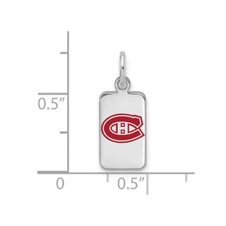 Sterling Silver Rhodium-plated NHL LogoArt Montreal Canadiens Enamel Tag Pendant