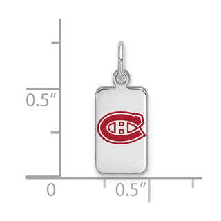 Sterling Silver Rhodium-plated NHL LogoArt Montreal Canadiens Enamel Tag Pendant