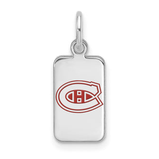 Sterling Silver Rhodium-plated NHL LogoArt Montreal Canadiens Enamel Tag Pendant