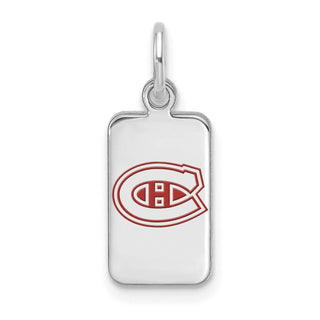 Sterling Silver Rhodium-plated NHL LogoArt Montreal Canadiens Enamel Tag Pendant