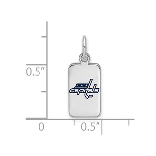Sterling Silver Rhodium-plated NHL LogoArt Washington Capitals Enamel Tag Pendant