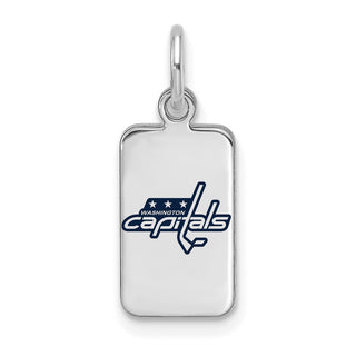 Sterling Silver Rhodium-plated NHL LogoArt Washington Capitals Enamel Tag Pendant