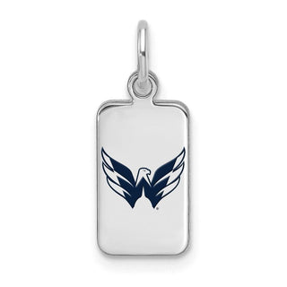Sterling Silver Rhodium-plated NHL LogoArt Washington Capitals Enamel Tag Pendant