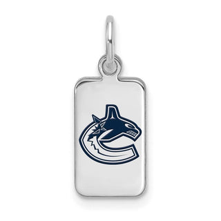 Sterling Silver Rhodium-plated NHL LogoArt Vancouver Canucks Enamel Tag Pendant