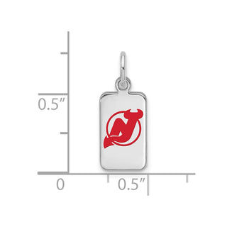 Sterling Silver Rhodium-plated NHL LogoArt New Jersey Devils Enamel Tag Pendant