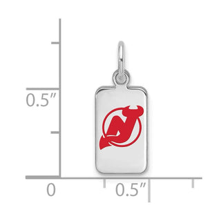 Sterling Silver Rhodium-plated NHL LogoArt New Jersey Devils Enamel Tag Pendant