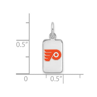 Sterling Silver Rhodium-plated NHL LogoArt Philadelphia Flyers Enamel Tag Pendant