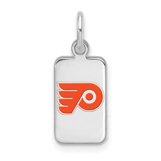 Sterling Silver Rhodium-plated NHL LogoArt Philadelphia Flyers Enamel Tag Pendant