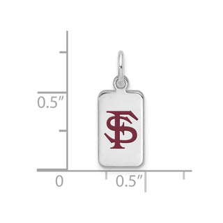 Sterling Silver Florida State University Pendant - Enamel Tag, 21 x 8mm, Rhodium-Plated