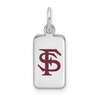 Sterling Silver Rhodium-plated LogoArt Florida State University Enamel Tag Pendant