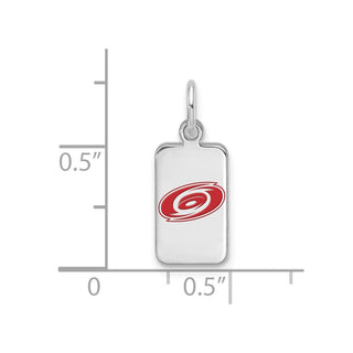 Sterling Silver Rhodium-plated NHL LogoArt Carolina Hurricanes Enamel Tag Pendant
