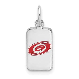 Sterling Silver Rhodium-plated NHL LogoArt Carolina Hurricanes Enamel Tag Pendant