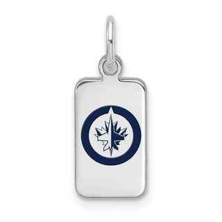 Sterling Silver Rhodium-plated NHL LogoArt Winnipeg Jets Enamel Tag Pendant