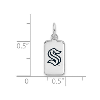 Sterling Silver Rhodium-plated NHL LogoArt Seattle Kraken Enamel Tag Pendant