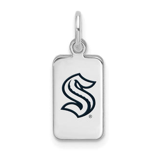 Sterling Silver Rhodium-plated NHL LogoArt Seattle Kraken Enamel Tag Pendant