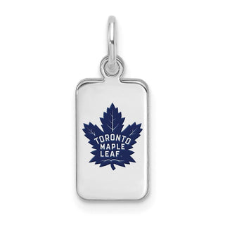 Sterling Silver Rhodium-plated NHL LogoArt Toronto Maple Leafs Enamel Tag Pendant