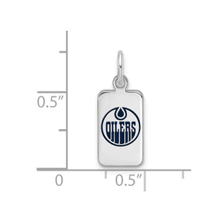Sterling Silver Rhodium-plated NHL LogoArt Edmonton Oilers Enamel Tag Pendant