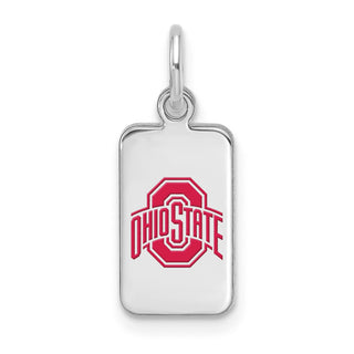 Sterling Silver Rhodium-plated LogoArt The Ohio State Univ Enamel Tag Pendant