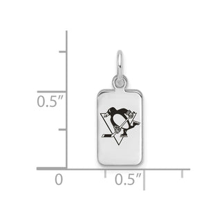 Sterling Silver Rhodium-plated NHL LogoArt Pittsburgh Penguins Enamel Tag Pendant
