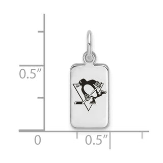 Sterling Silver Rhodium-plated NHL LogoArt Pittsburgh Penguins Enamel Tag Pendant
