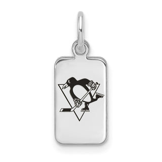 Sterling Silver Rhodium-plated NHL LogoArt Pittsburgh Penguins Enamel Tag Pendant