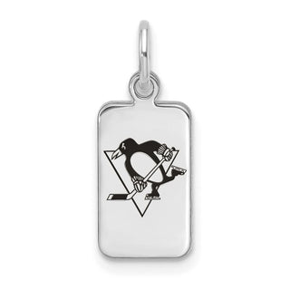 Sterling Silver Rhodium-plated NHL LogoArt Pittsburgh Penguins Enamel Tag Pendant