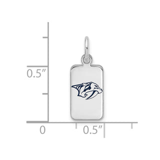 Sterling Silver Rhodium-plated NHL LogoArt Nashville Predators Enamel Tag Pendant