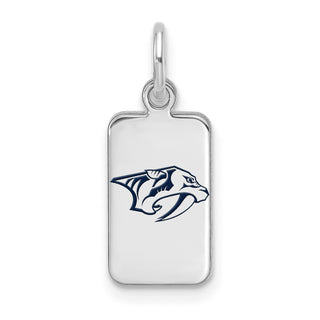 Sterling Silver Rhodium-plated NHL LogoArt Nashville Predators Enamel Tag Pendant