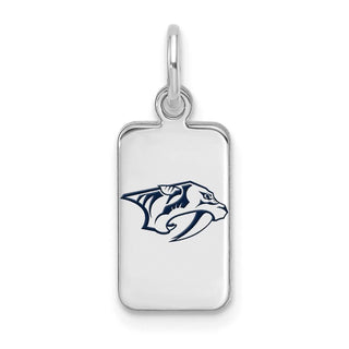 Sterling Silver Rhodium-plated NHL LogoArt Nashville Predators Enamel Tag Pendant