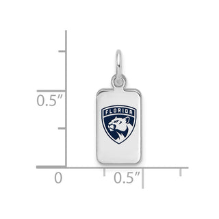 Sterling Silver Rhodium-plated NHL LogoArt Florida Panthers Enamel Tag Pendant