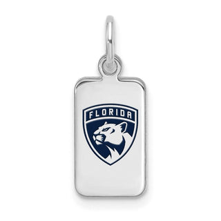 Sterling Silver Rhodium-plated NHL LogoArt Florida Panthers Enamel Tag Pendant