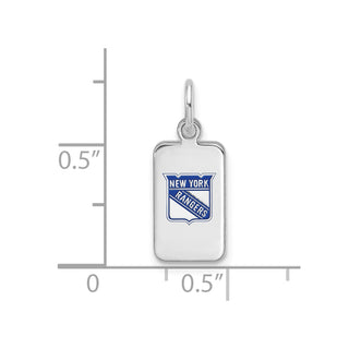Sterling Silver Rhodium-plated NHL LogoArt New York Rangers Enamel Tag Pendant