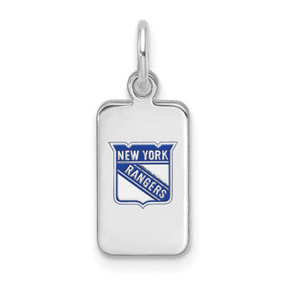Sterling Silver Rhodium-plated NHL LogoArt New York Rangers Enamel Tag Pendant