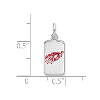 Sterling Silver Rhodium-plated NHL LogoArt Detroit Red Wings Enamel Tag Pendant