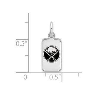 Sterling Silver Rhodium-plated NHL LogoArt Buffalo Sabres Enamel Tag Pendant