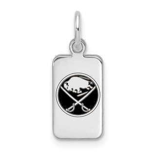 Sterling Silver Rhodium-plated NHL LogoArt Buffalo Sabres Enamel Tag Pendant