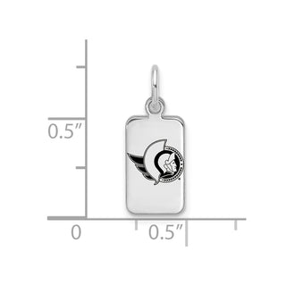Sterling Silver Rhodium-plated NHL LogoArt Ottawa Senators Enamel Tag Pendant
