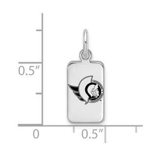 Sterling Silver Rhodium-plated NHL LogoArt Ottawa Senators Enamel Tag Pendant