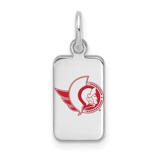 Sterling Silver Rhodium-plated NHL LogoArt Ottawa Senators Enamel Tag Pendant