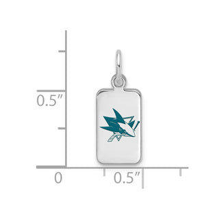 Sterling Silver Rhodium-plated NHL LogoArt San Jose Sharks Enamel Tag Pendant