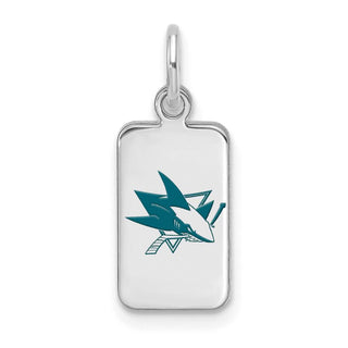 Sterling Silver Rhodium-plated NHL LogoArt San Jose Sharks Enamel Tag Pendant